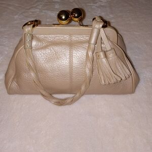 Kate Landry Leather Tan Mini Bag with Gold Accents